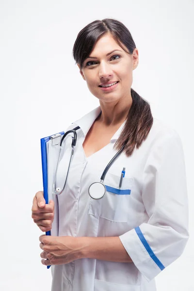 Smiling medical doctor with clipboard — Stock Photo, Image