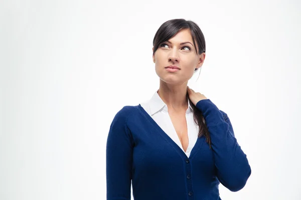 Pensive businesswoman looking up — Stock Photo, Image