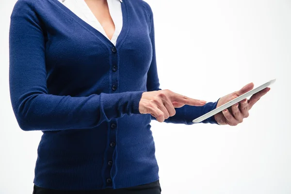 Manos femeninas usando tableta —  Fotos de Stock