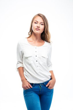 Güzel bir genç kadının portresi.