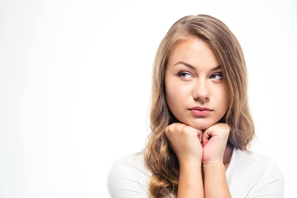 Nachdenkliche junge Frau schaut weg — Stockfoto