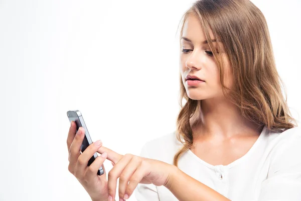 Hermosa mujer usando teléfono inteligente — Foto de Stock