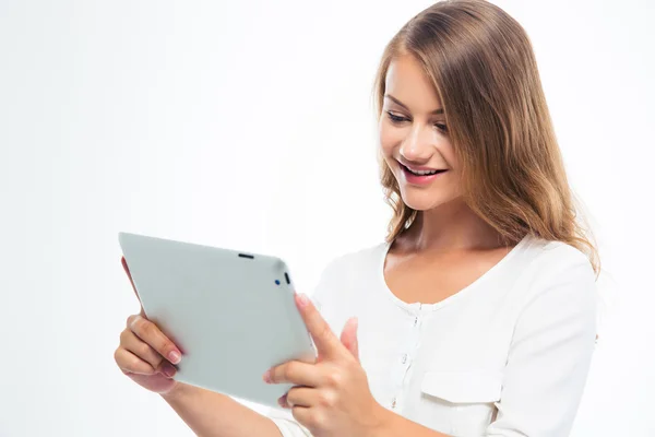 Estudante feminina usando computador tablet — Fotografia de Stock