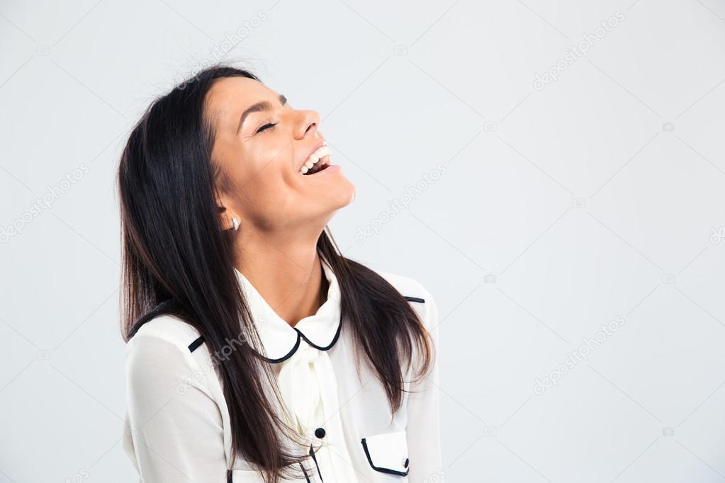 Portrait of a happy young woman laughing