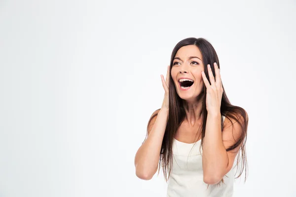 Mulher surpreso gritando — Fotografia de Stock