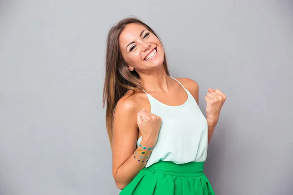 Elegant girl celebrating her success — Stock Photo, Image