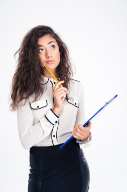 Dalgın işkadını pano ile kalem tutan