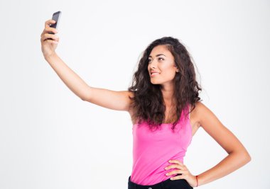 Genç kız selfie fotoğraf Smartphone'da yapma 