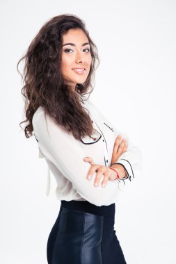 iş kadını katlanmış silah ile ayakta