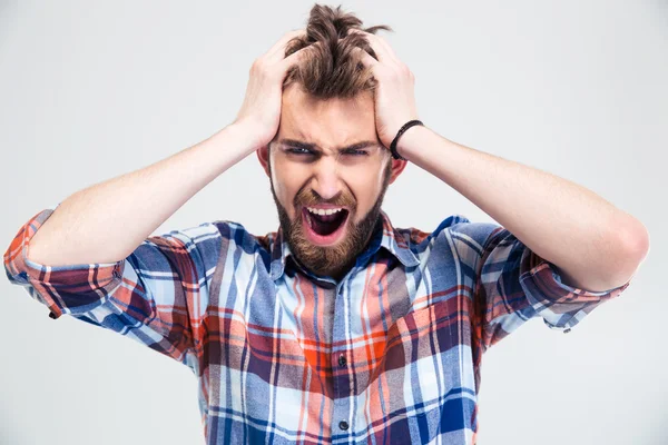 Portrait of upset man screaming — Stock Photo, Image