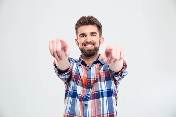 Handsome man pointing fingers at camera — Stock Photo, Image
