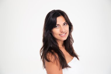 Büyüleyici bir gülümseyen kadın portresi 