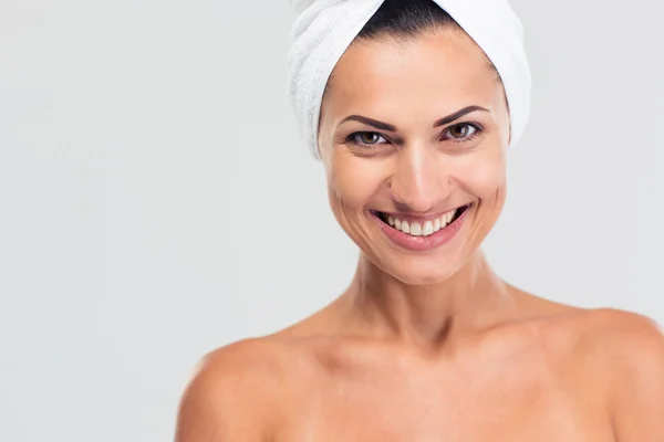 Happy beautiful woman with towel — Stock Photo, Image