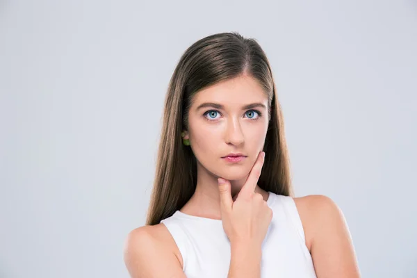 Thoughtful female teenager looking at camera — Stock Photo, Image