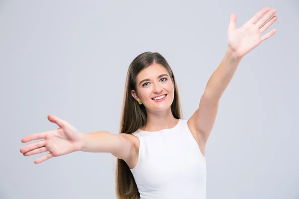 Female teenager stretching hands to embrace you — Stock Photo, Image