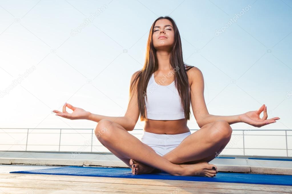Portrait of relaxed woman meditating