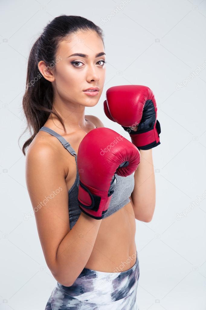 Portrait of a beautiful female boxer