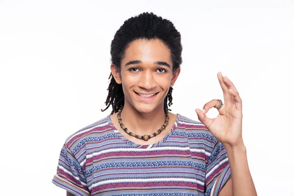 Afro american man showing ok sign — Stock Photo, Image