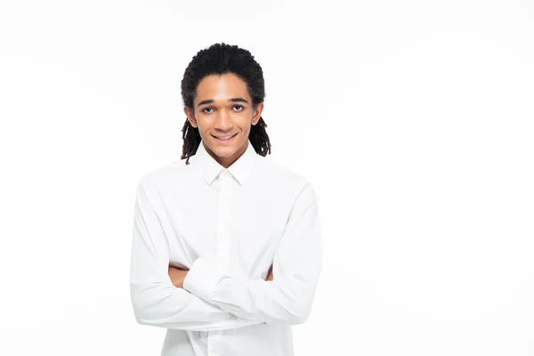 Portret van een gelukkige jonge afro Amerikaanse zakenman — Stockfoto