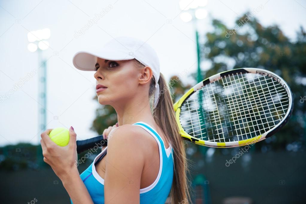 Portrait of a beautiful female tennis player 