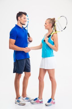 El sıkışma yapma iki Tenis oyuncuları