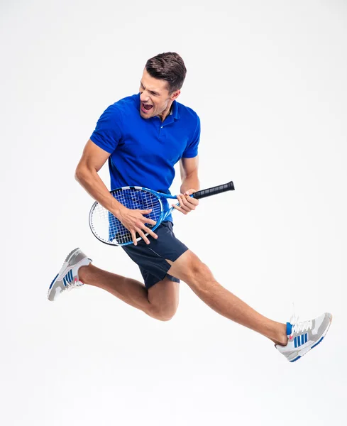 Retrato de um jogador de ténis engraçado — Fotografia de Stock