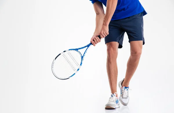 男性の脚とテニス ラケット — ストック写真