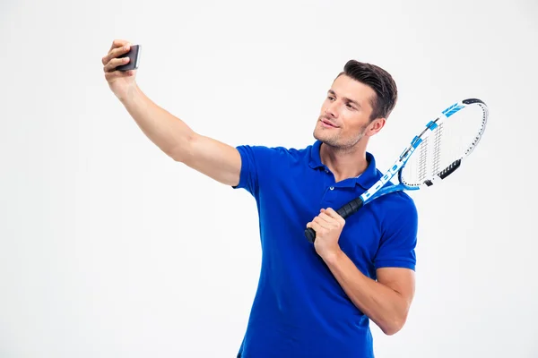 Pohledný tenista tvorby selfie Foto — Stock fotografie