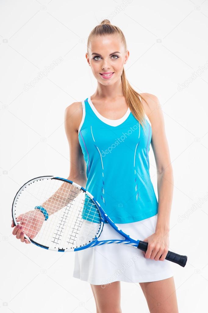 Portrait of a smiling female tennis player