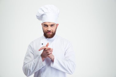 Mutlu erkek şef aşçı portresi
