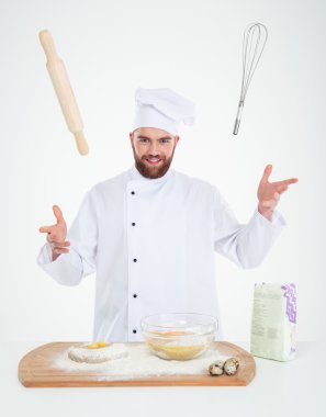 Portrait of a happy male chef cook baking clipart