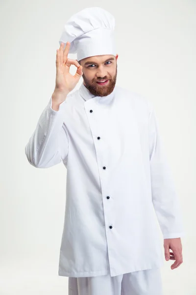 Cuoco maschio cuoco mostrando segno ok — Foto Stock