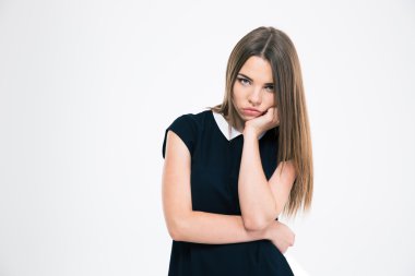 Kameraya bakarak sıkılmış bir kadın portresi