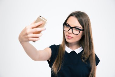 Sevimli kadın selfie phot yapma