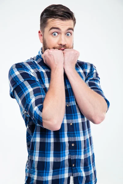 Portrait of a scared casual man — Stock Photo, Image