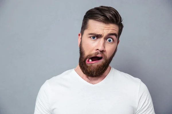 Man with stupid mug — Stock Photo, Image