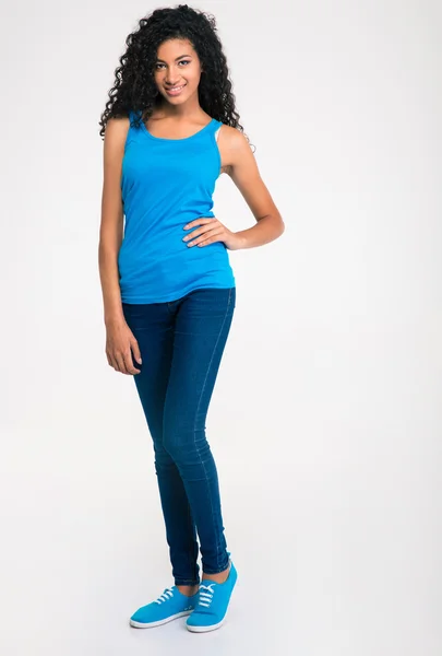 Full length portrait of a happy afro american woman — Stock Photo, Image