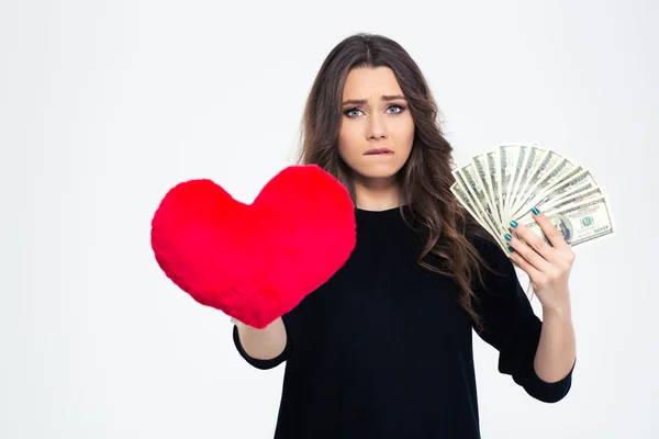 Chica elegir entre el amor o el dinero —  Fotos de Stock
