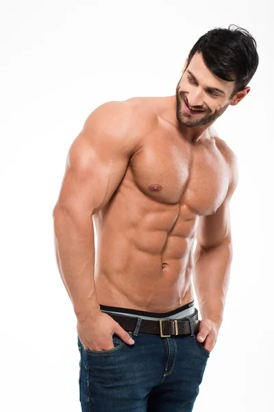 Happy muscular man looking away — Stock Photo, Image