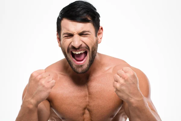 Retrato de um homem musculoso atlético gritando — Fotografia de Stock