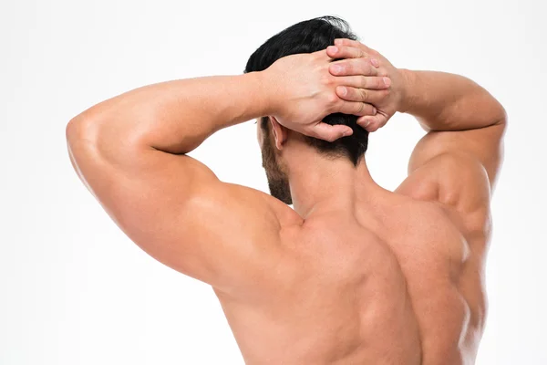 Retrato de visão traseira de um homem com corpo muscular — Fotografia de Stock