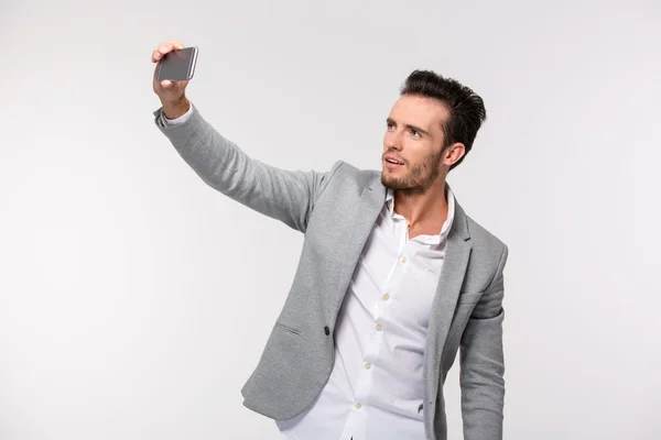 Happy businessman making selfie photo — Stock Photo, Image