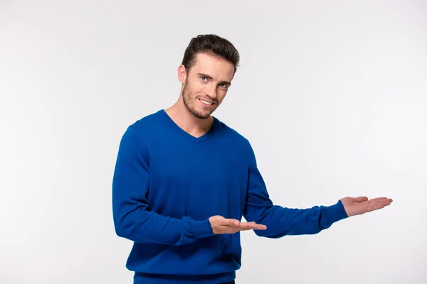 Homem feliz mostrando gestur welome — Fotografia de Stock