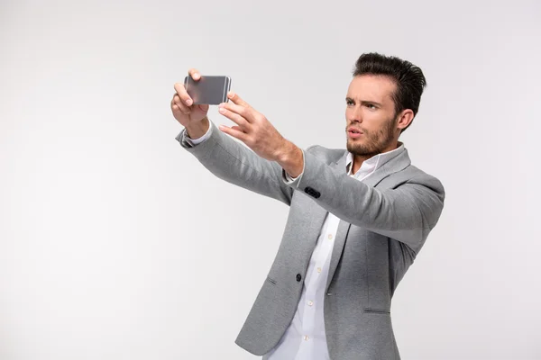 Businessman making selfie photo — Stock Photo, Image