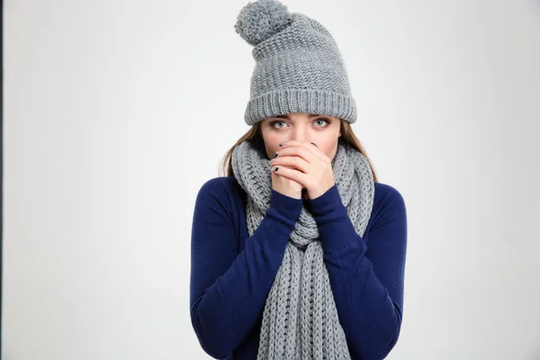 Retrato de una mujer congelada — Foto de Stock