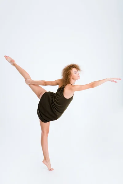 Female ballerina with curly hair dancing — Stock Photo, Image