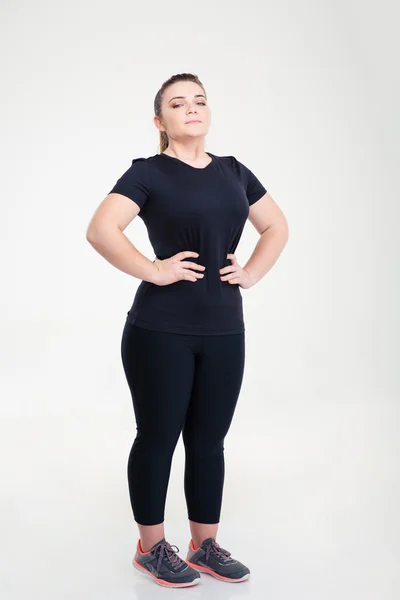 Mujer gorda en ropa deportiva — Foto de Stock