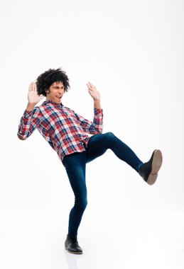 Young afro american man slipping