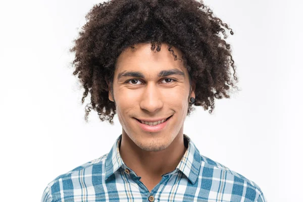 Smiling afro american man with curly hair — стокове фото