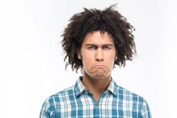 Sad afro american man with curly hair — Zdjęcie stockowe